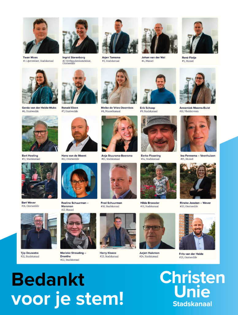 ChristenUnie Stadskanaal, bedankt voor je stem!